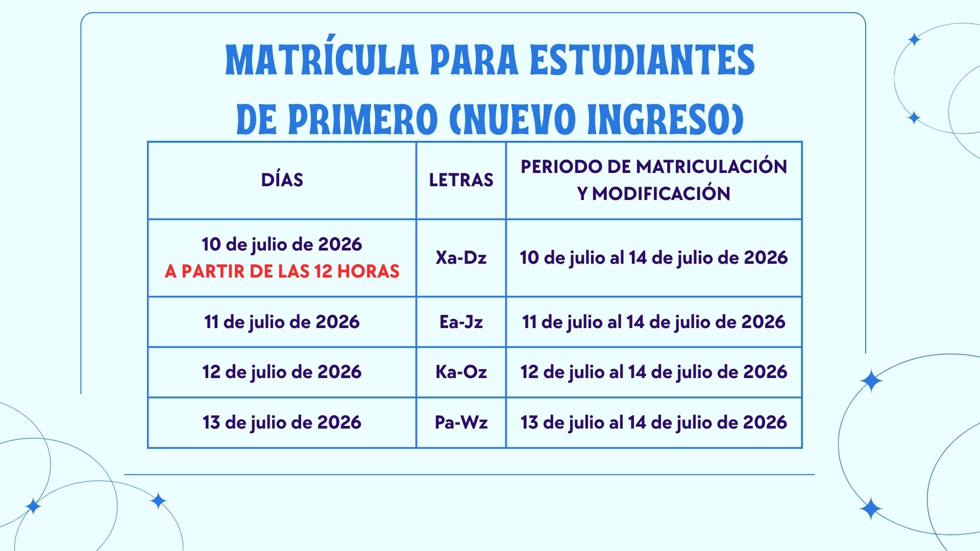 Instrucciones de matrícula 2026/2027